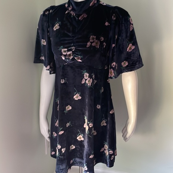 Free People  My Baby Floral Navy Velvet Minidress - Picture 4 of 10